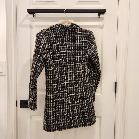 SHEIN Tweed Plaid Double Button Overcoat - Picture 3 of 5